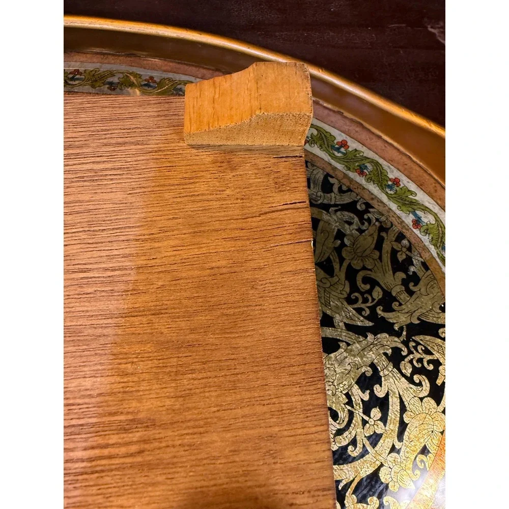 1950s Cedar Vanity Box with‎ Mirror and Carved Scenic Lid – Keepsake Box